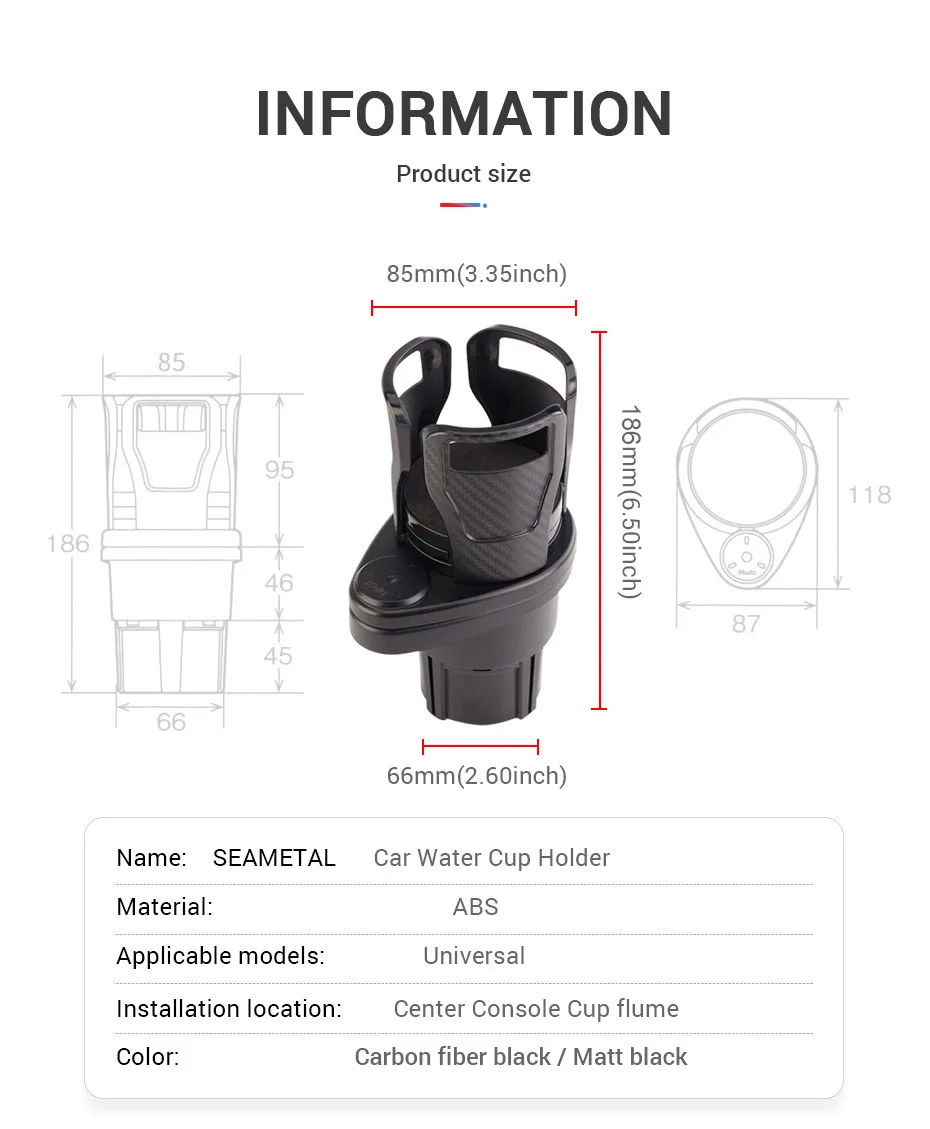 Xunhao CUPH-001 Universal 2-in-1 Car Cup Holder Expander Phone Holder | Adjustable Automotive Organi